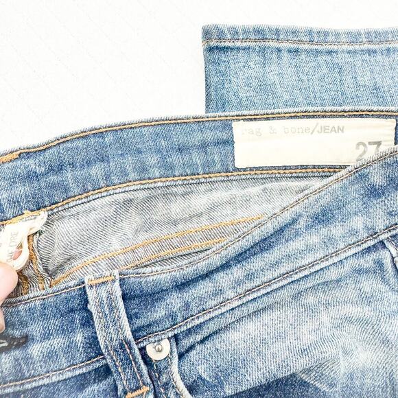 Rag & Bone The Dre Ripped Distressed Golden Wash Denim Jeans Slim Fit Size 27 - Picture 6 of 8